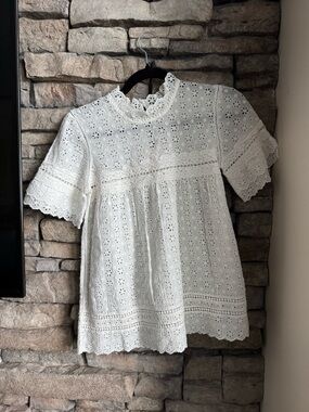 SezanexSea Eyelet Lace Short-Sleeve Top